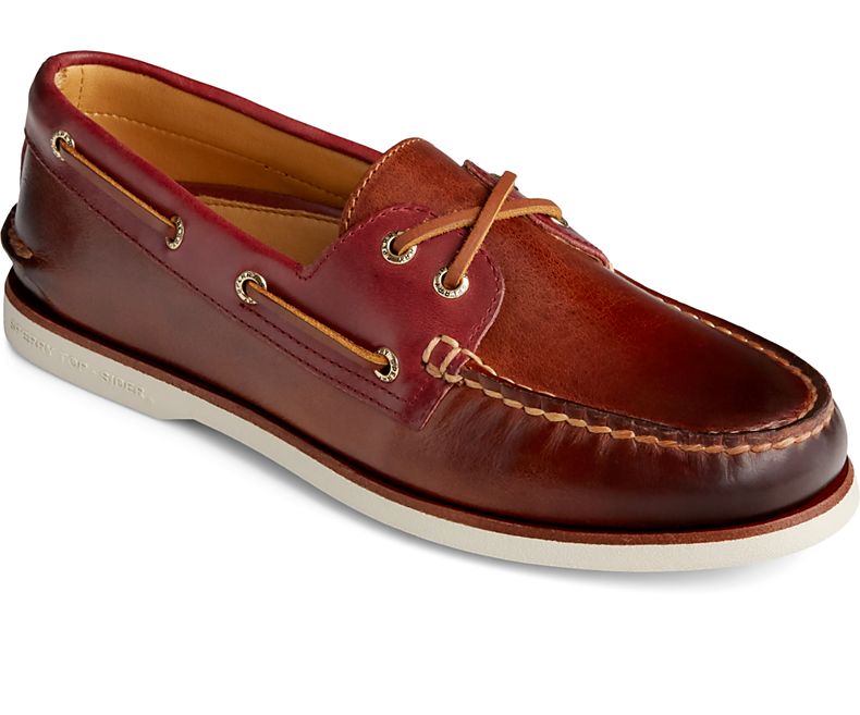 Brown / Red Men's Gold Cup Authentic Original Camden Boat Shoe  Sperry   