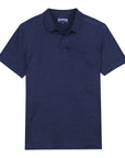 Navy Linen Pyramid Polo Shirt  Vilebrequin   