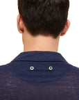 Navy Linen Pyramid Polo Shirt  Vilebrequin   