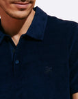 Navy Logo Terry Polo Shirt  Vilebrequin   