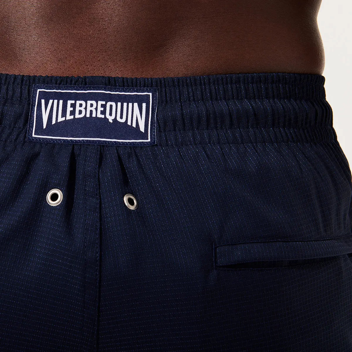 Navy Wool ‘Micro-Carreaux’ Milton Swim Shorts  Vilebrequin   