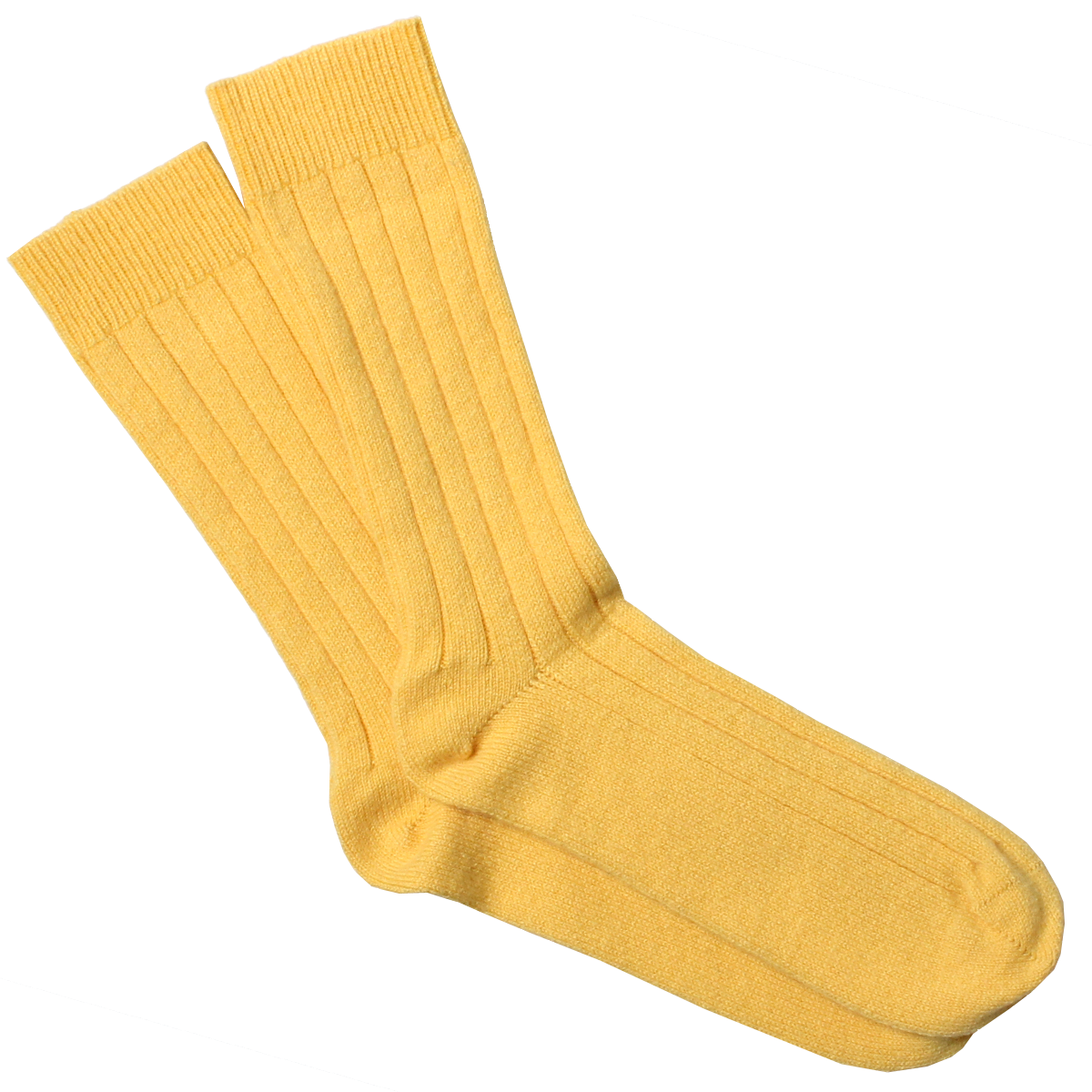 Yellow Gold Ribbed Cashmere Blend Socks  Robert Old   