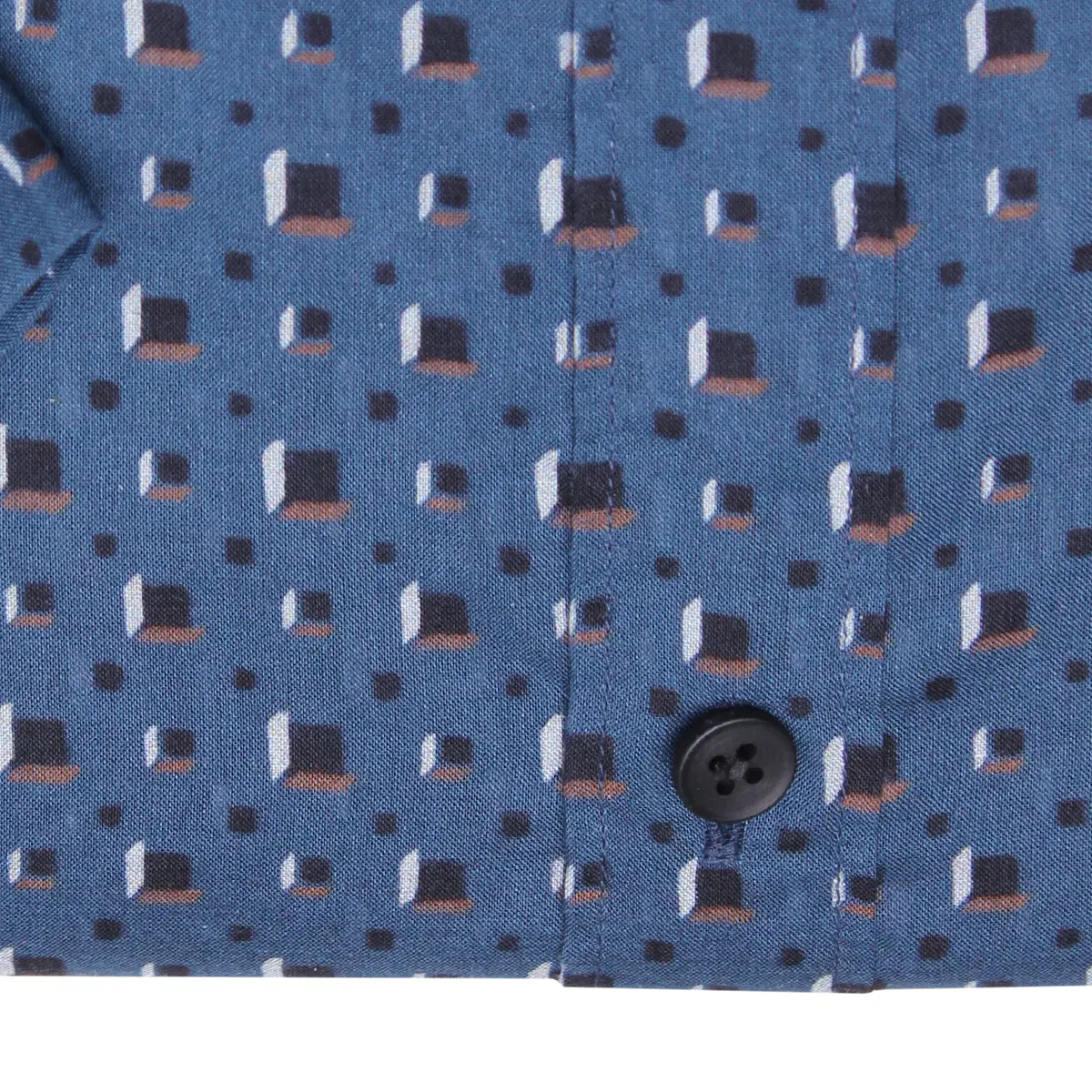Blue Geometric Pattern Short Sleeve Slim Fit Shirt  Z Zegna   